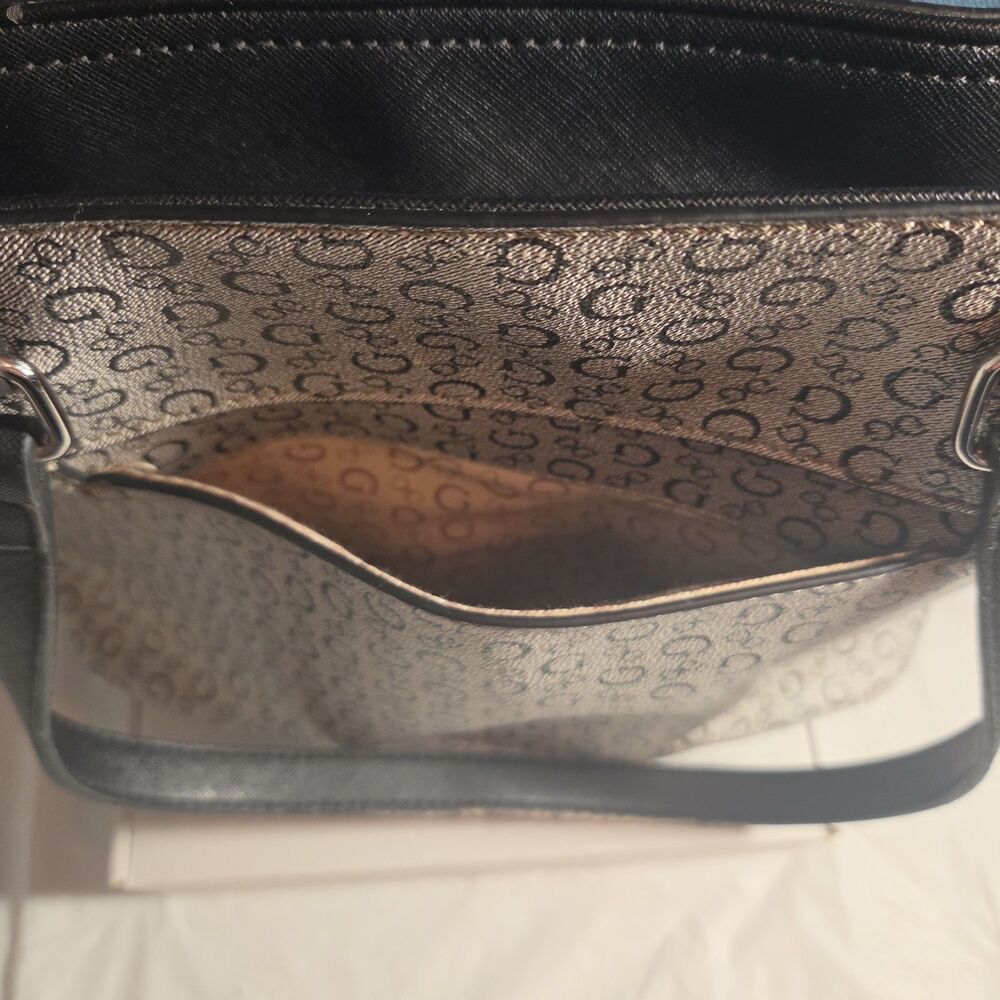 Guess Los Angeles Monogram Tote Bag Gray Black Shoulder Purse - Picture 14 of 16